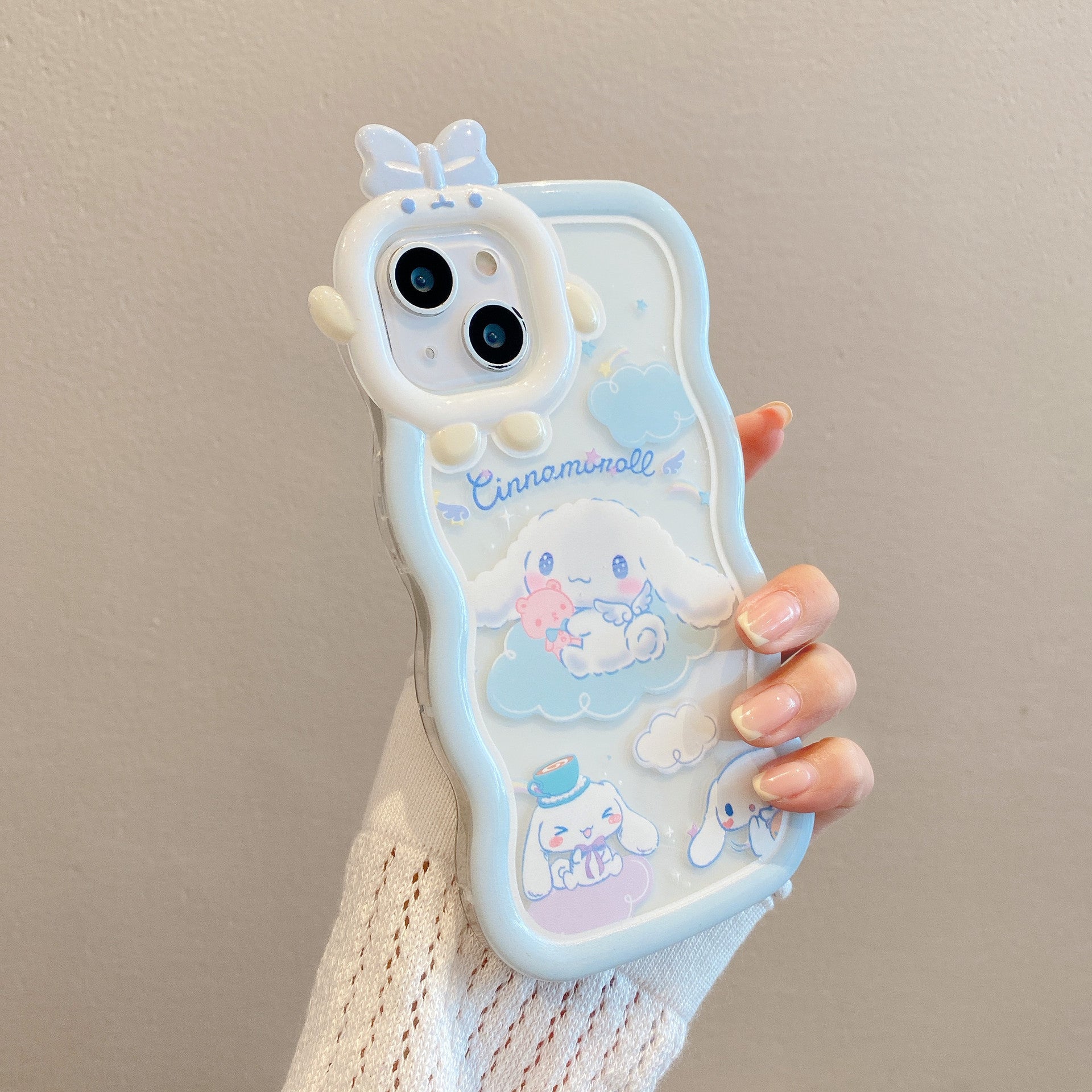 Sky Blue Cinnamoroll Cartoon Wavey Phone Case