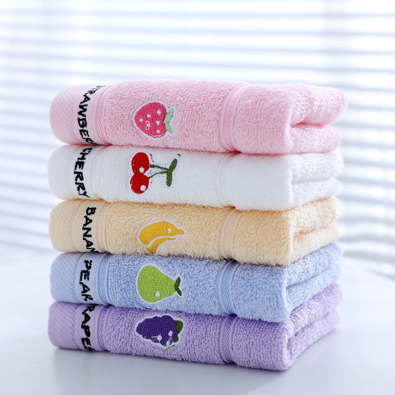 5pcs Children's Pure Cotton Cartoon Animal Primary Baby School Students Face Towel ,Soft Absorbent Household Bath 9.4*17.7inch Towel