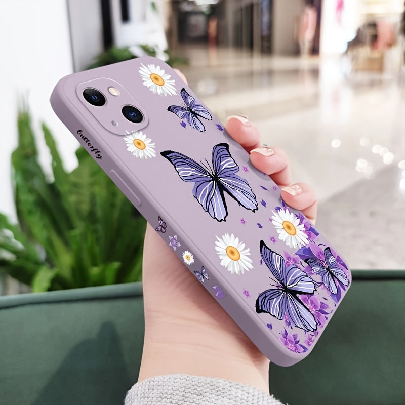 Purple Butterflies White  Flower Pattern Phone Case