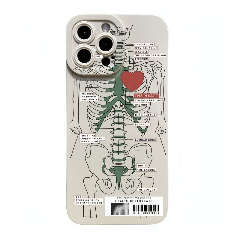 Cool Skull & Heart Silicone Soft Anti Drop Phone Case