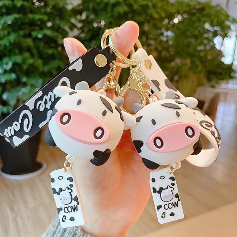 Cartoon Silicone Cows Car Keychain