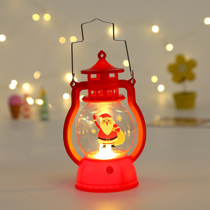 1pc Christmas Decorative Wind Lantern, Portable LED Small Oil Lamp, Glowing Lantern