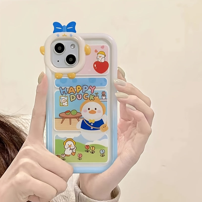 Cartoon Duck With 3D Backpack Phone Case