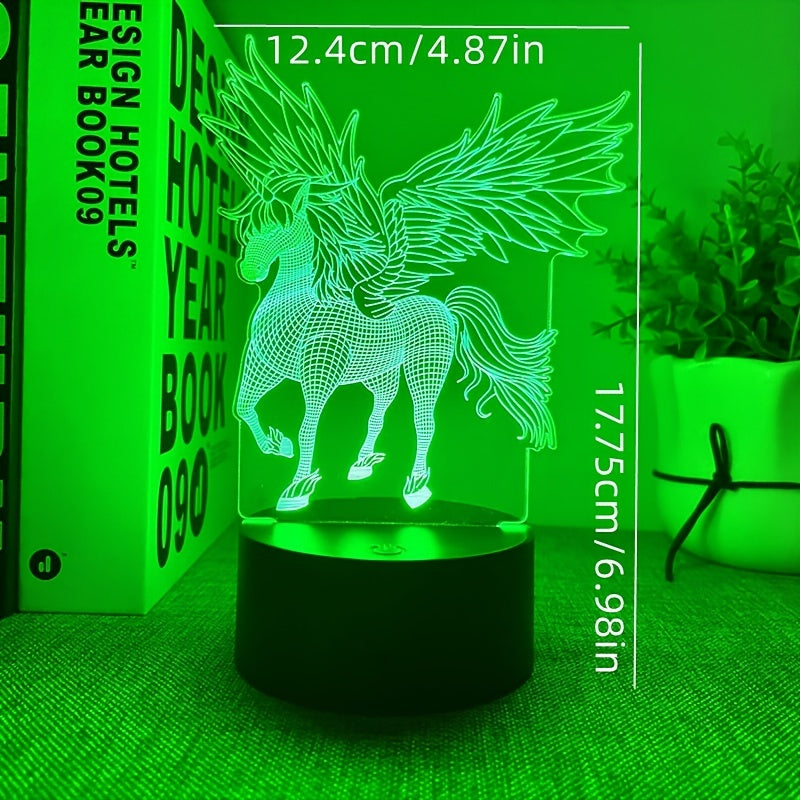 1pc 3D Night Light With Black Base, Unicorn Shaped USB Atmosphere Desk Lamp, Decoration For Kids Room And Bedroom