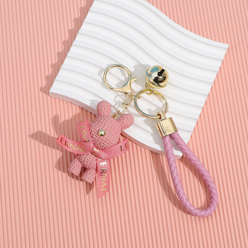 1pc Men&Women's Polyresin Cute Metal Fashionable Resin Teddy Rabbit Shaped Keychain