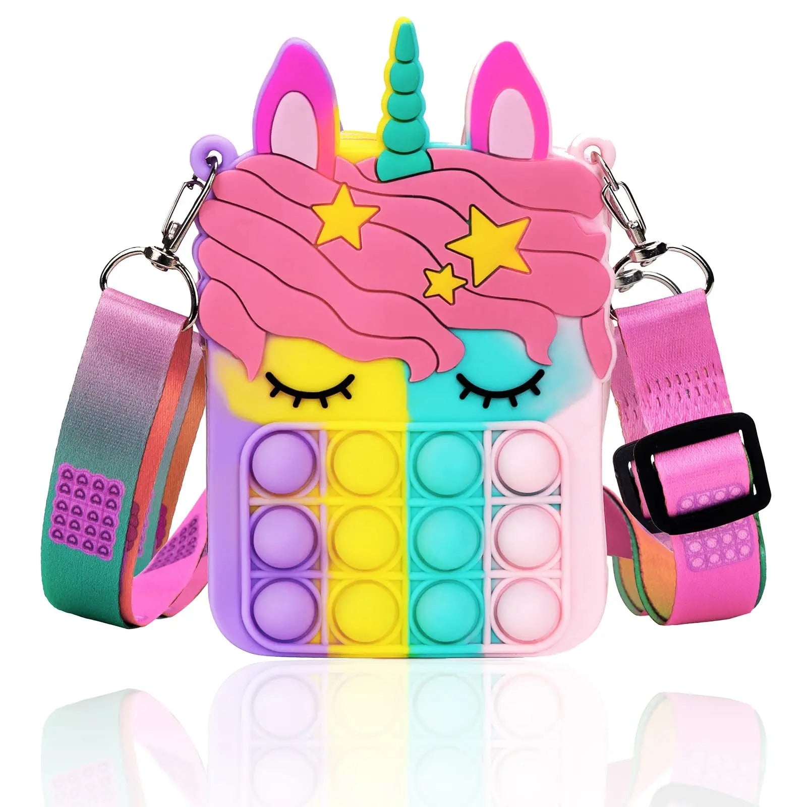 Girl Unicorn Pop Purse | Pop Bag With Unicorn Pop Toy, Shoulder Bag Fidget Toys | Pop Fidget bag