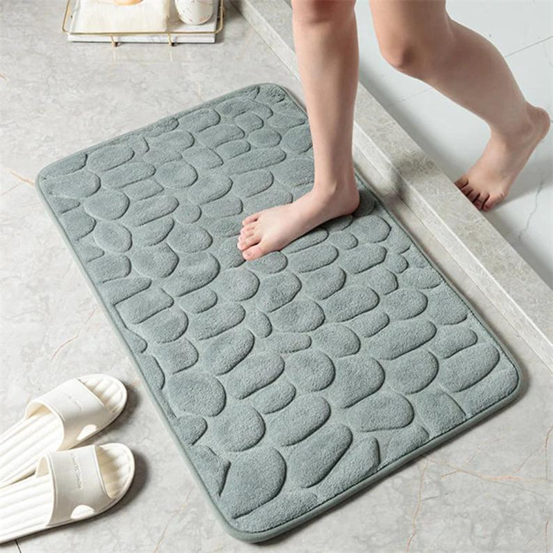 1pc Cobblestone Bathroom Rug, Non-Slip Padded Bath Mat For Shower, Comfortable Mat With Soft Cushion, Home Decor & Accessories