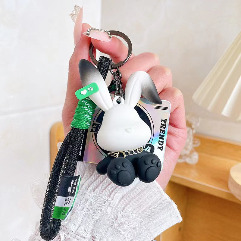 Lovely Cartoon Gradient Rabbit Puppet Car Keychain