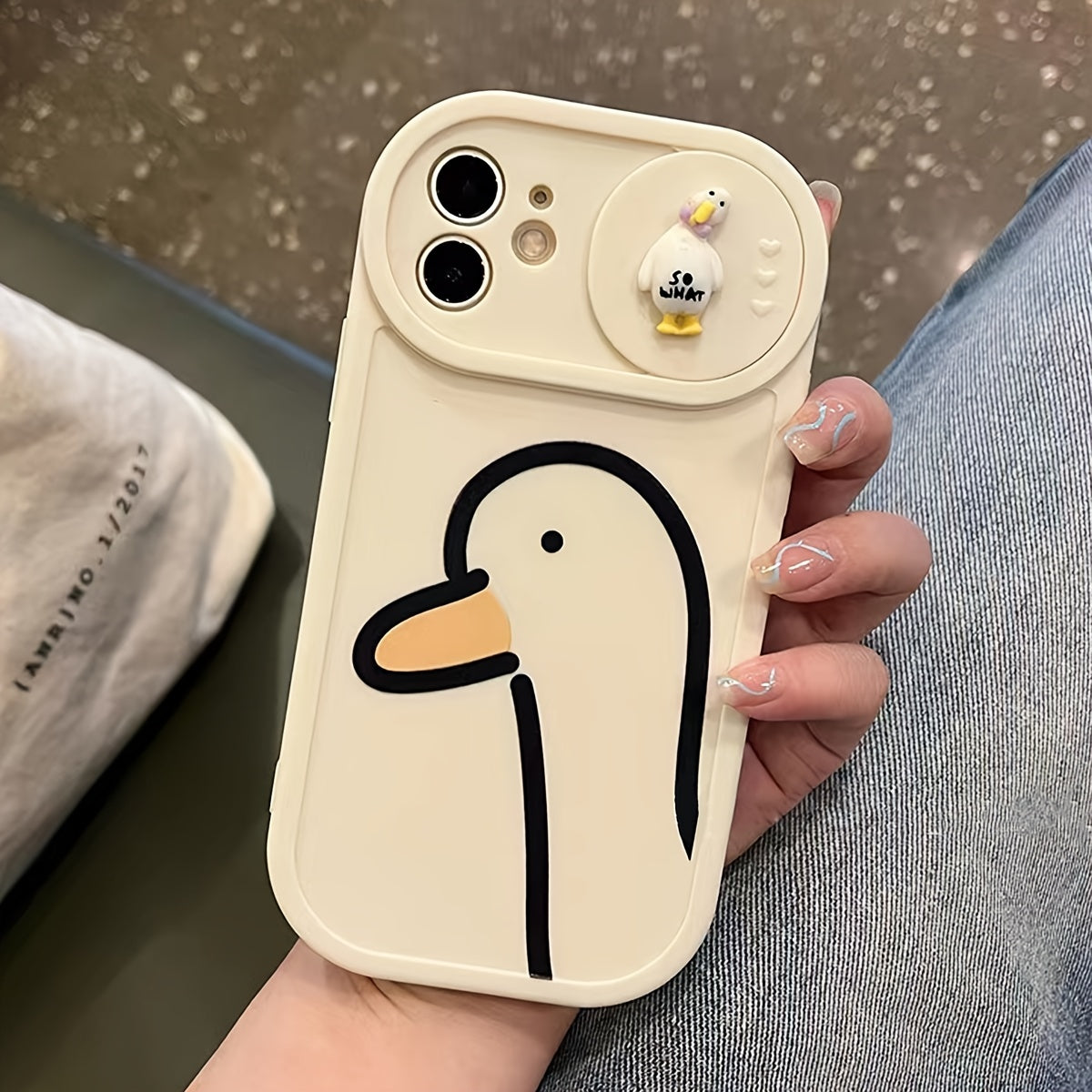 White Phone Case With Duck Pattern