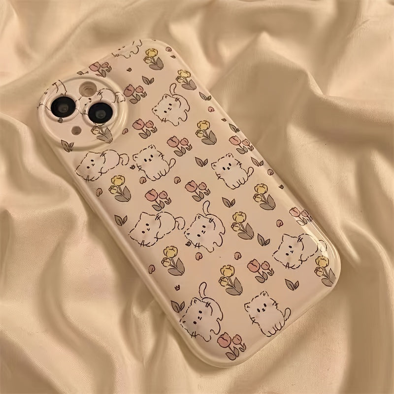 Cute Flower Cat Phone Case With Grip Phone Case