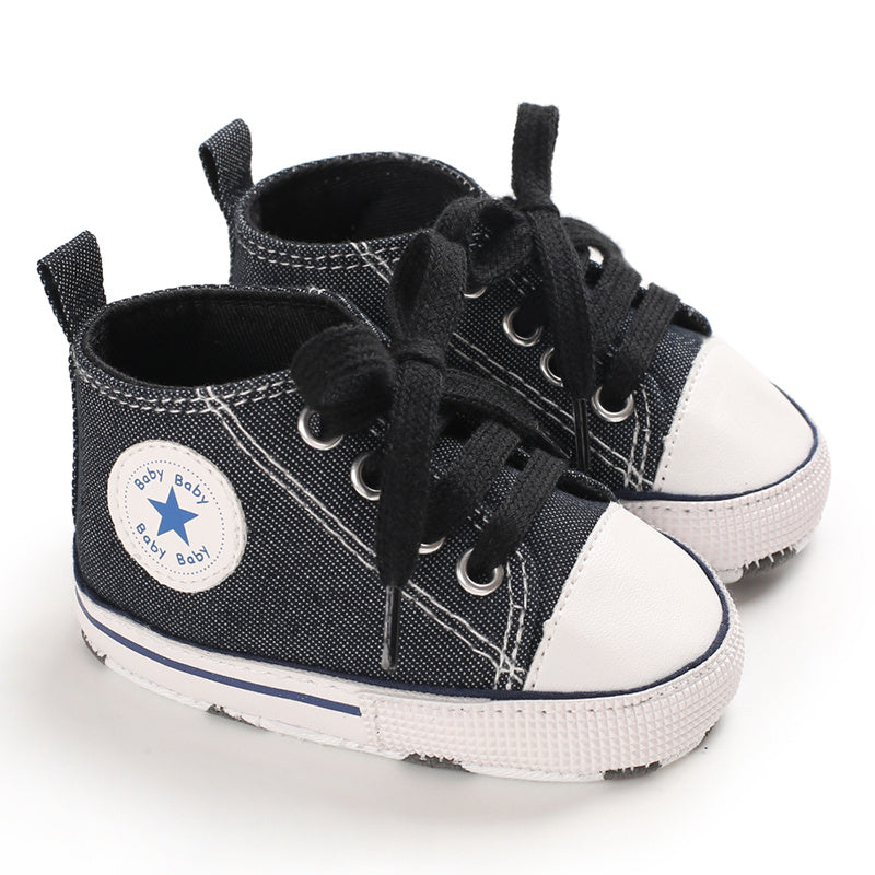 Infant Baby Boys Sneakers, Soft-soled Anti-slip High Top Crib Shoes