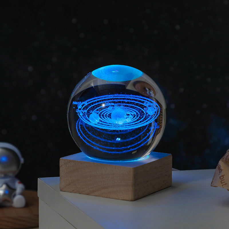 Cosmos Series Crystal Ball Night Lights, Milky Way, Moon, Desktop Bedroom Small Ornaments, Creative Birthday Gifts