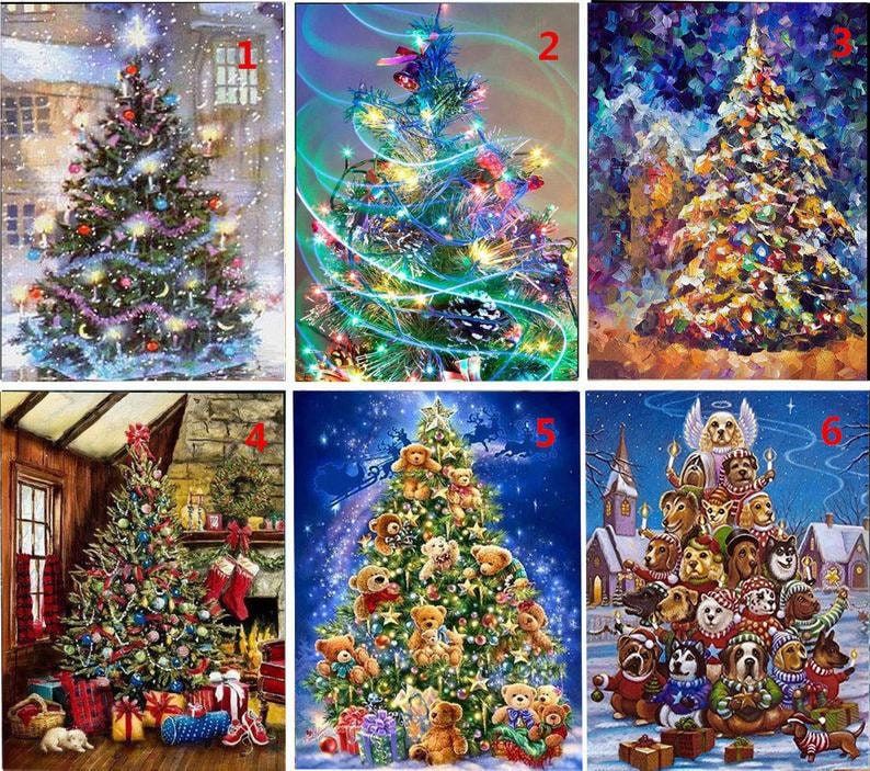 5d Full Square Round DIY Diamond Painting Christmas Tree Diamond Embroidery Santa Claus Picture Of Rhinestone Decor Home christmas gift