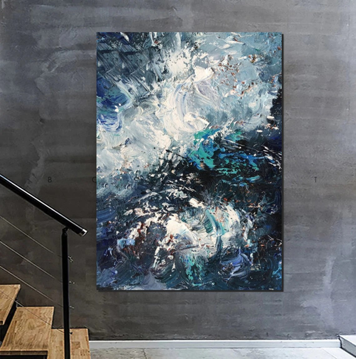 Large Heavy Texture Acrylic Paintings, Simple Modern Art Ideas for Bedroom, Modern Paintings for Living Room, Blue Modern Wall Art Ideas