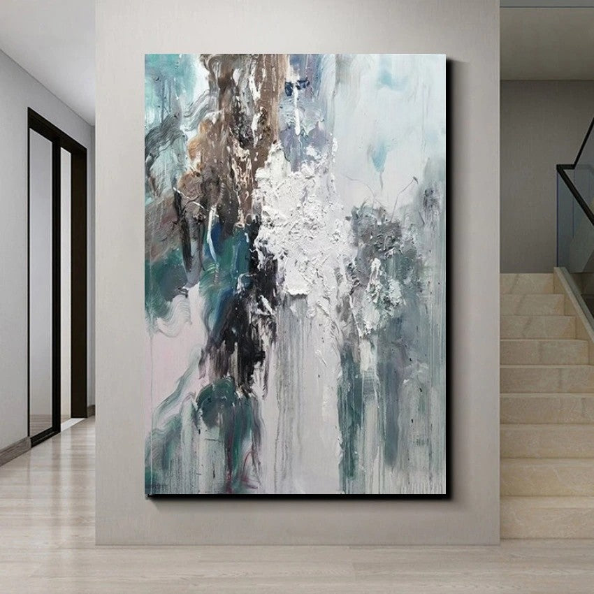 Living Room Abstract Paintings, Large Acrylic Canvas Paintings, Large Wall Art Ideas, Impasto Painting, Blue Modern Abstract Painting