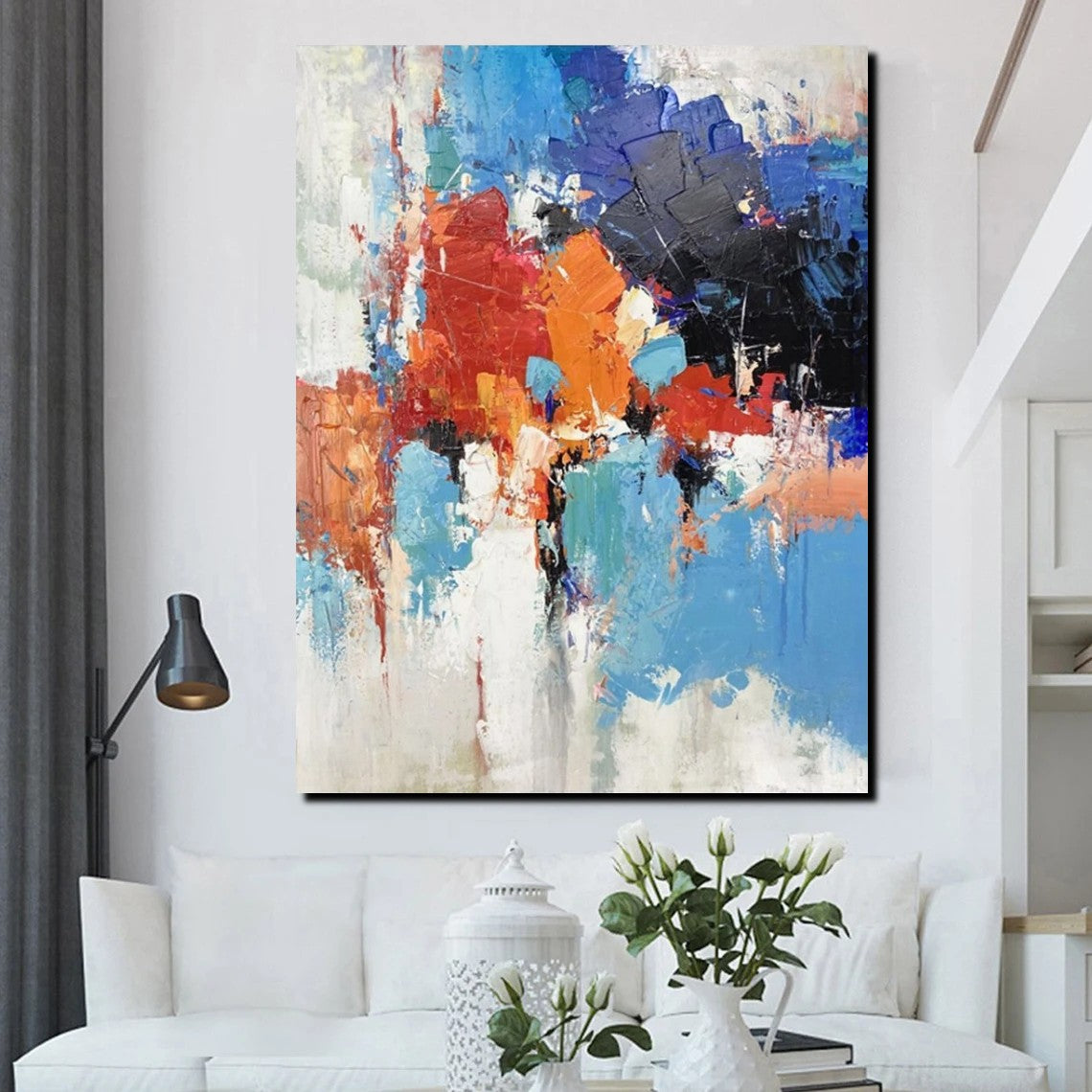 Modern Canvas Painting, Living Room Wall Art Ideas, Buy Abstract Art Online, Heavy Texture Art, Large Acrylic Painting on Canvas