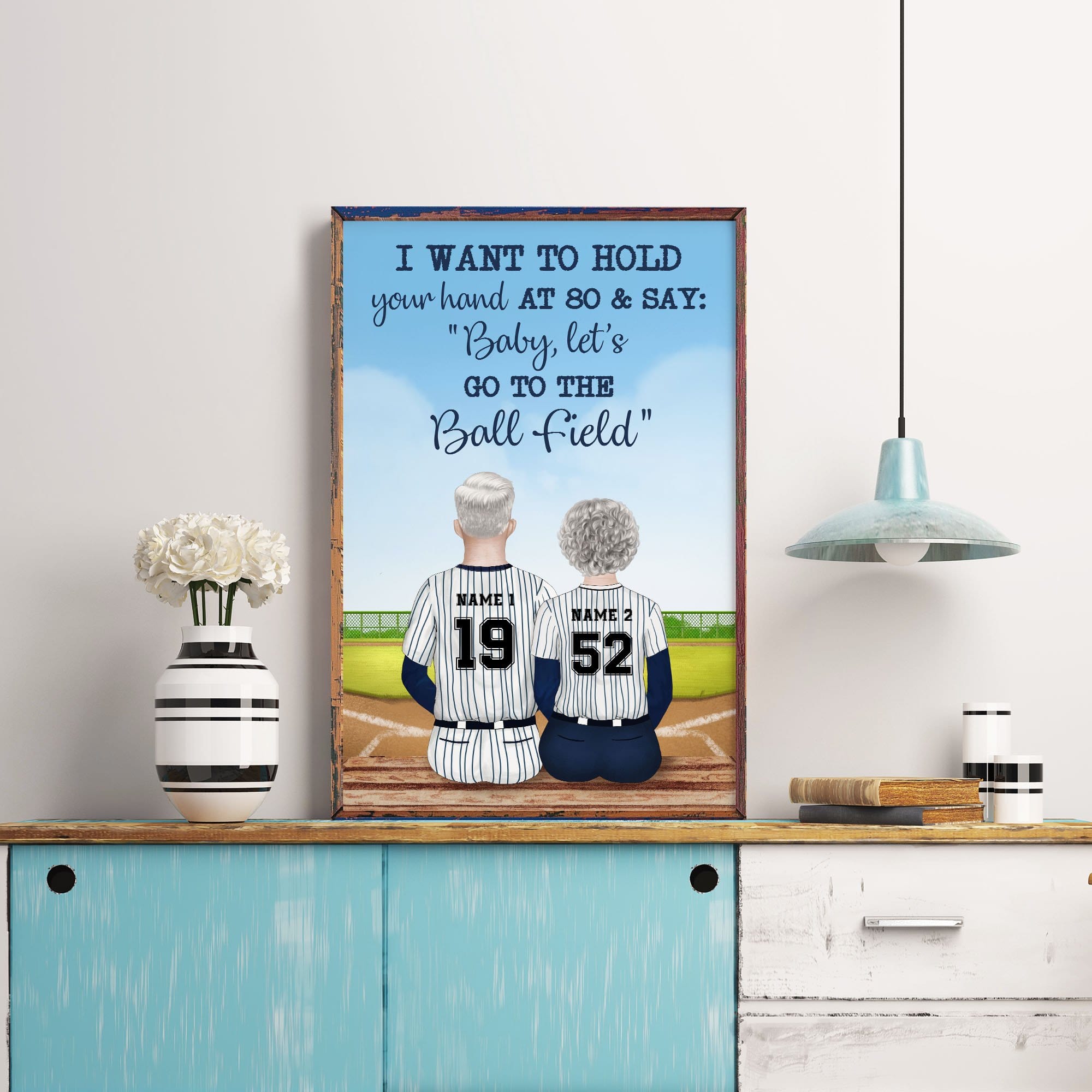 I Want To Hold Your Hand At 80 & Say: "Baby, Let's Go To The Ball Field" Canvas & Poster-Macorner