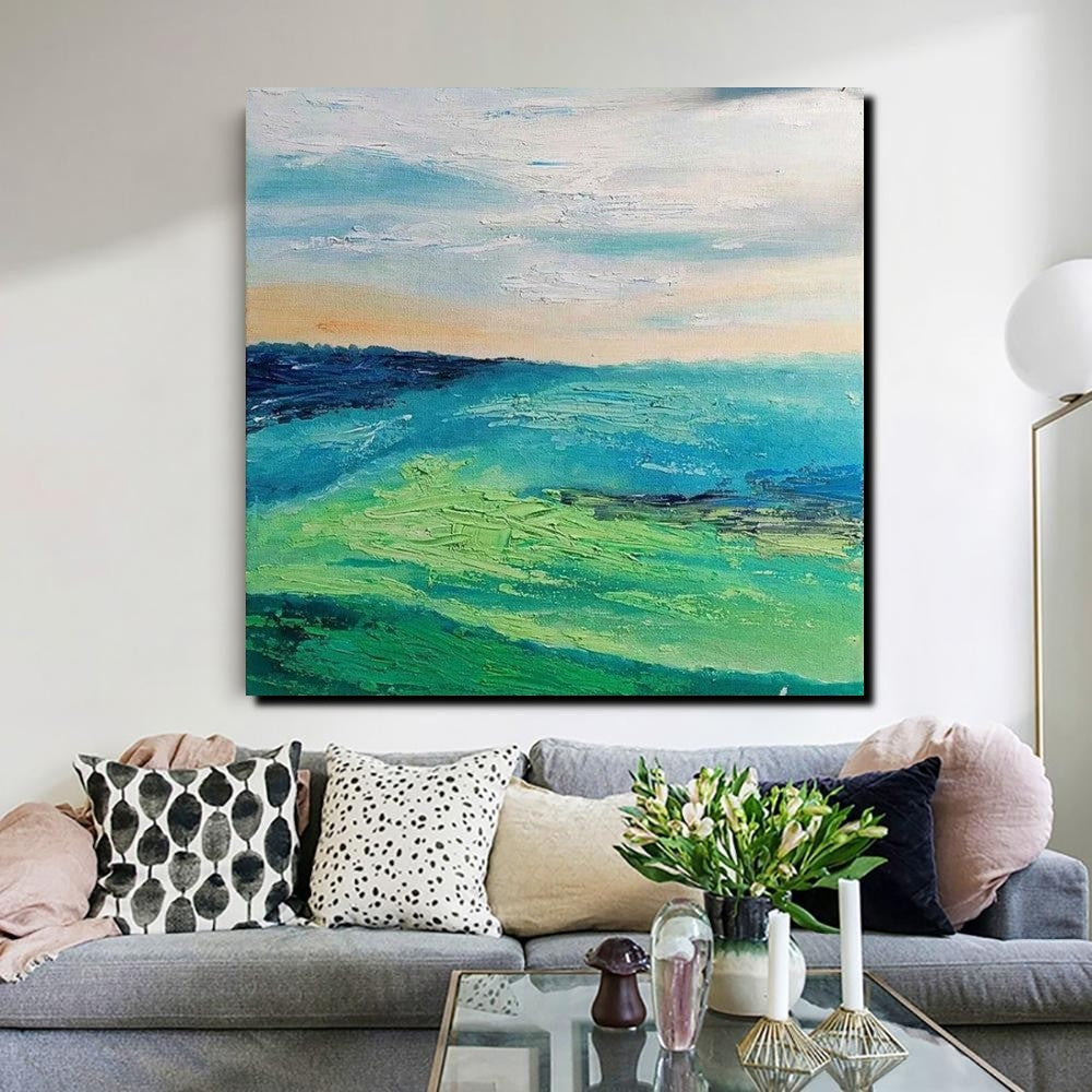 Landscape Acrylic Paintings, Abstract Landscape Painting, Modern Paintings for Living Room, Heavy Texture Painting, Large Painting Behind Sofa