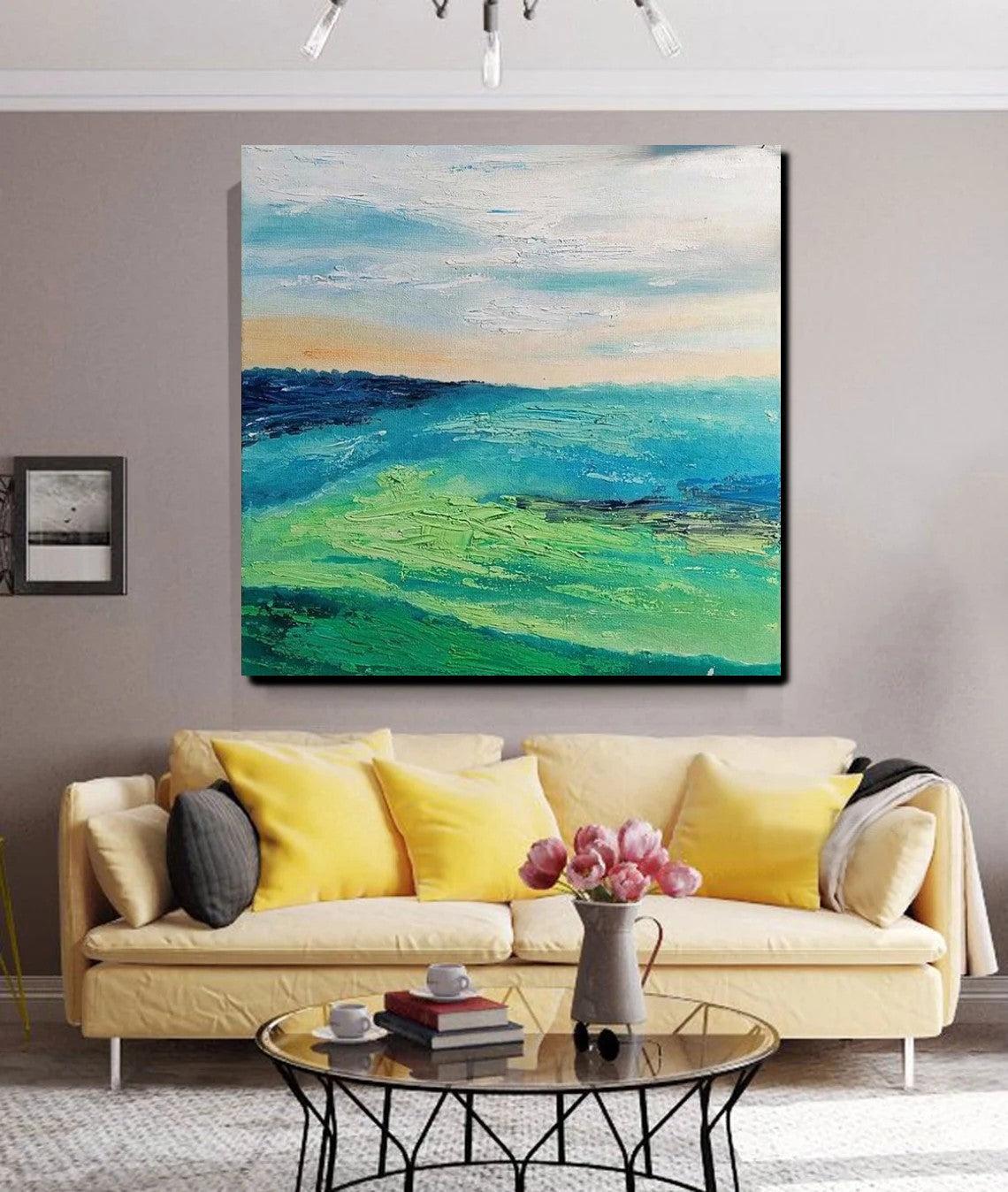 Landscape Acrylic Paintings, Abstract Landscape Painting, Modern Paintings for Living Room, Heavy Texture Painting, Large Painting Behind Sofa