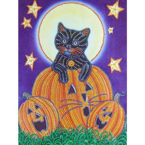 Pumpkin Cat 5D DIY Special Shaped Diamond Painting - artpaintingworld