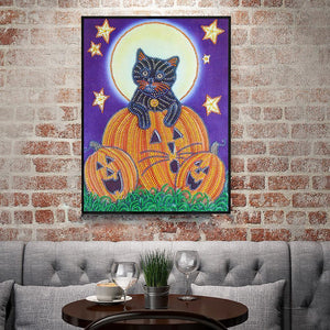 Pumpkin Cat 5D DIY Special Shaped Diamond Painting - artpaintingworld