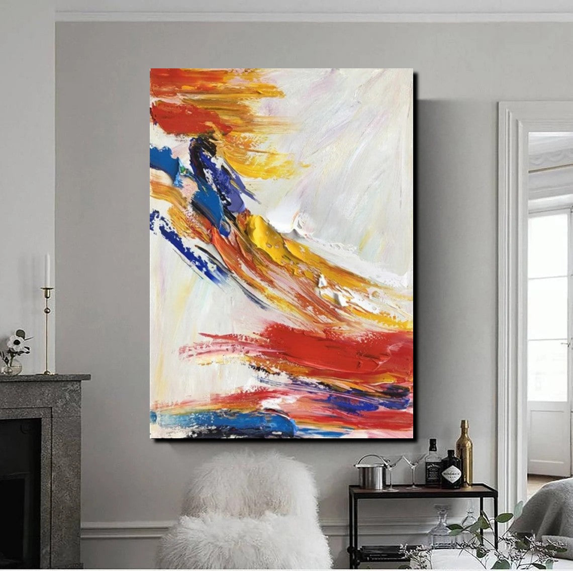 Living Room Wall Art Paintings, Acylic Abstract Paintings Behind Sofa, Large Painting Behind Couch, Buy Abstract Painting Online, Simple Modern Art