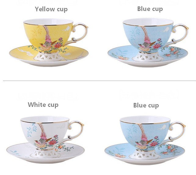 Elegant Oriental Pheasant Ceramic Cups, Beautiful Bird Pattern Tea Cups, Creative Bone China Porcelain Tea Cup Set, Unique Tea Cups and Saucers in Gift Box